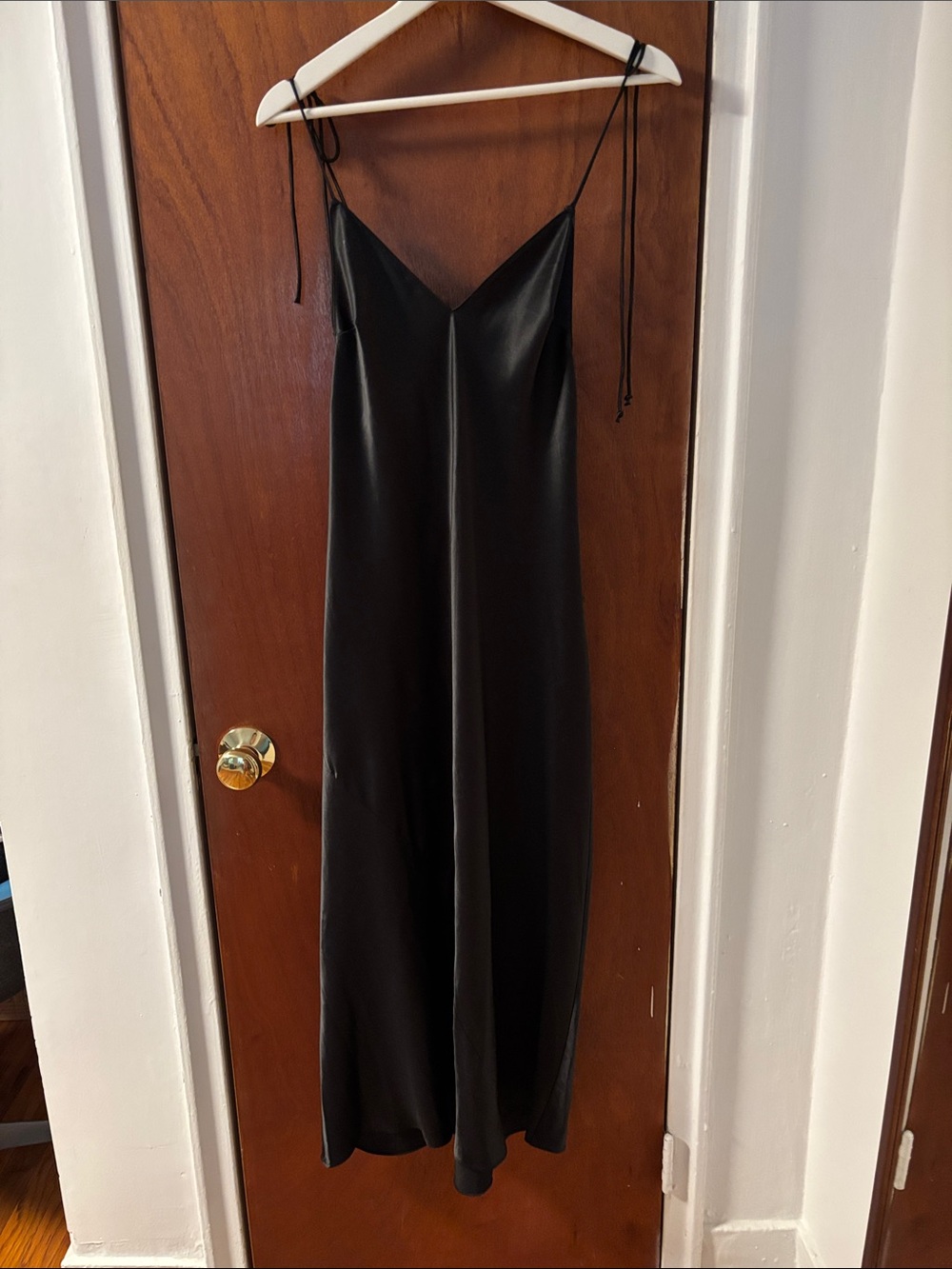 Victoria secret Black Slip Midi Dress with Tie Straps